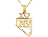 14K Yellow Gold Solid Nevada State Charm Pendant Necklace with Chain